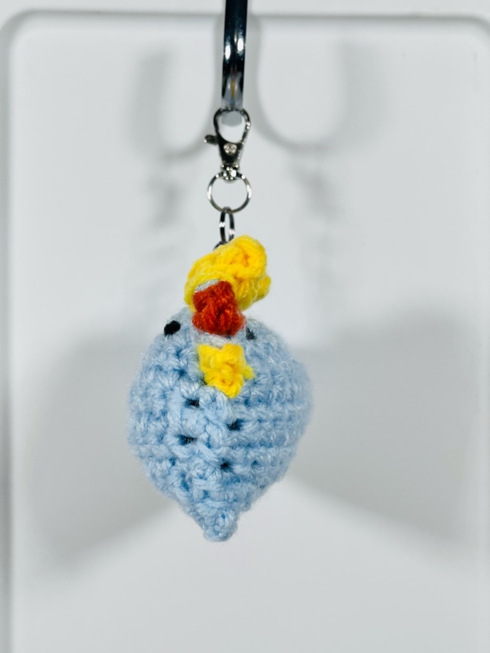 Light Blue Crochet Chicken Keychain Bag Charm - Picture 3 of 5
